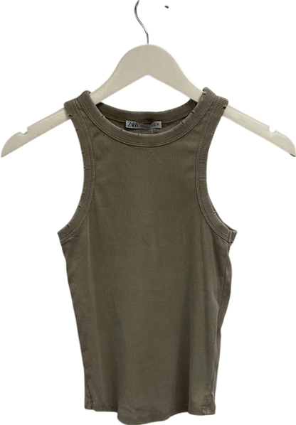 ZARA Beige Distressed Look Vest Top UK S