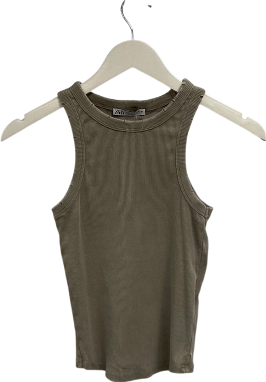 ZARA Beige Distressed Look Vest Top UK S