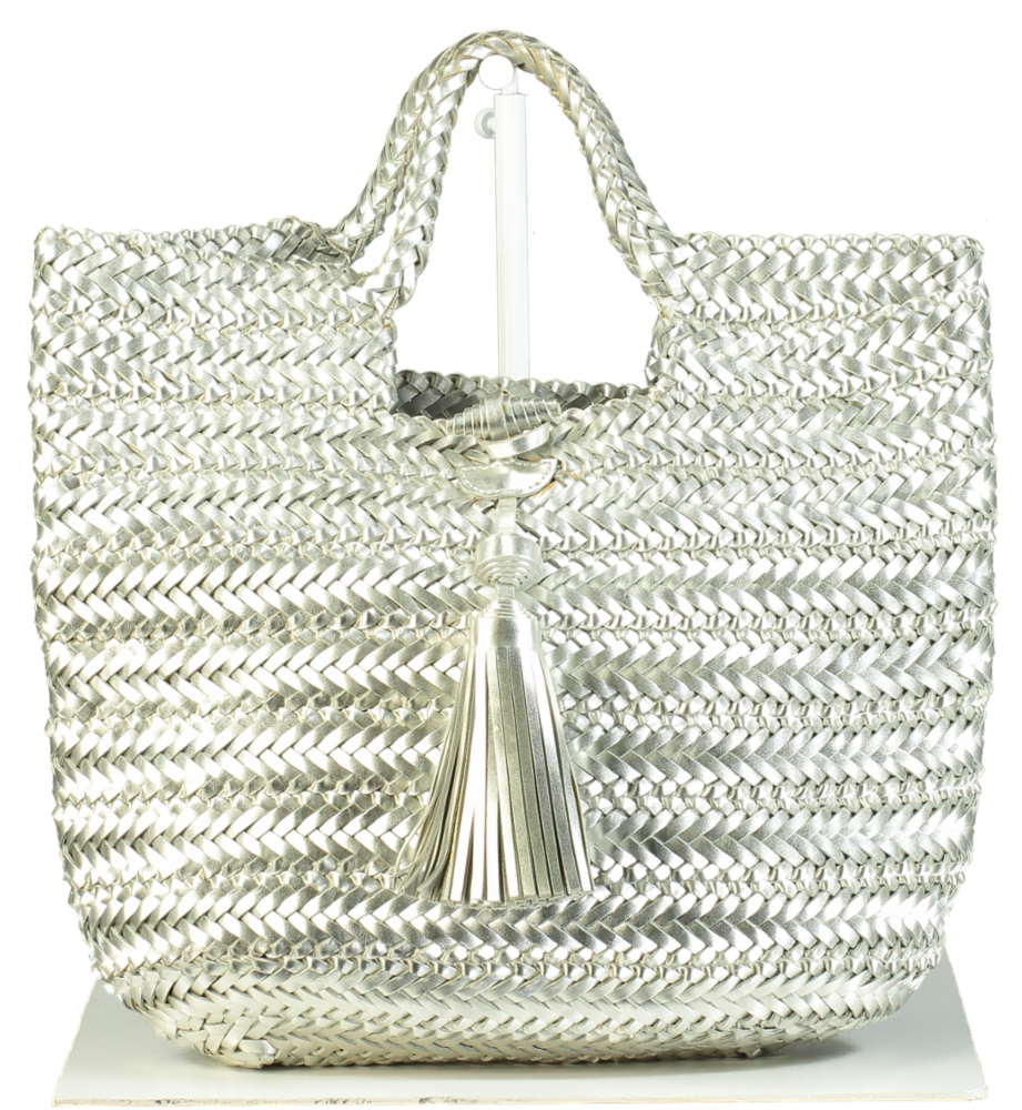 Anya Hindmarch Silver Woven Tote Bag