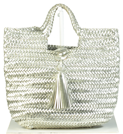 Anya Hindmarch Silver Woven Tote Bag