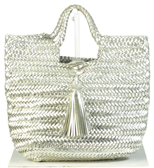 Anya Hindmarch Silver Woven Tote Bag