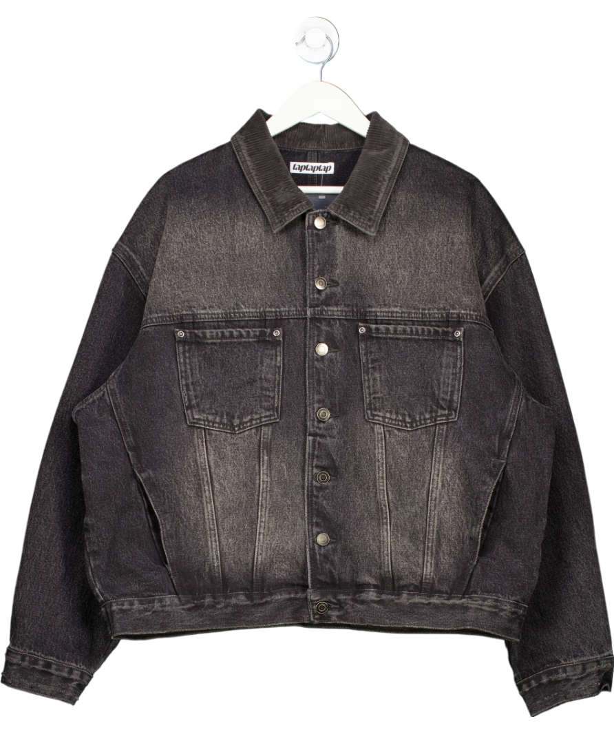 taptaptap Grey Oversized Denim Jacket UK L