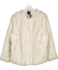 JD.Williams Cream Collarless Faux Fur Jacket UK 20