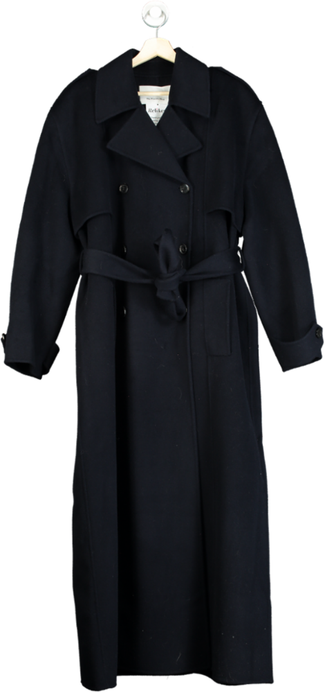 The Frankie Shop Navy Double-Breasted Trench Coat UK M