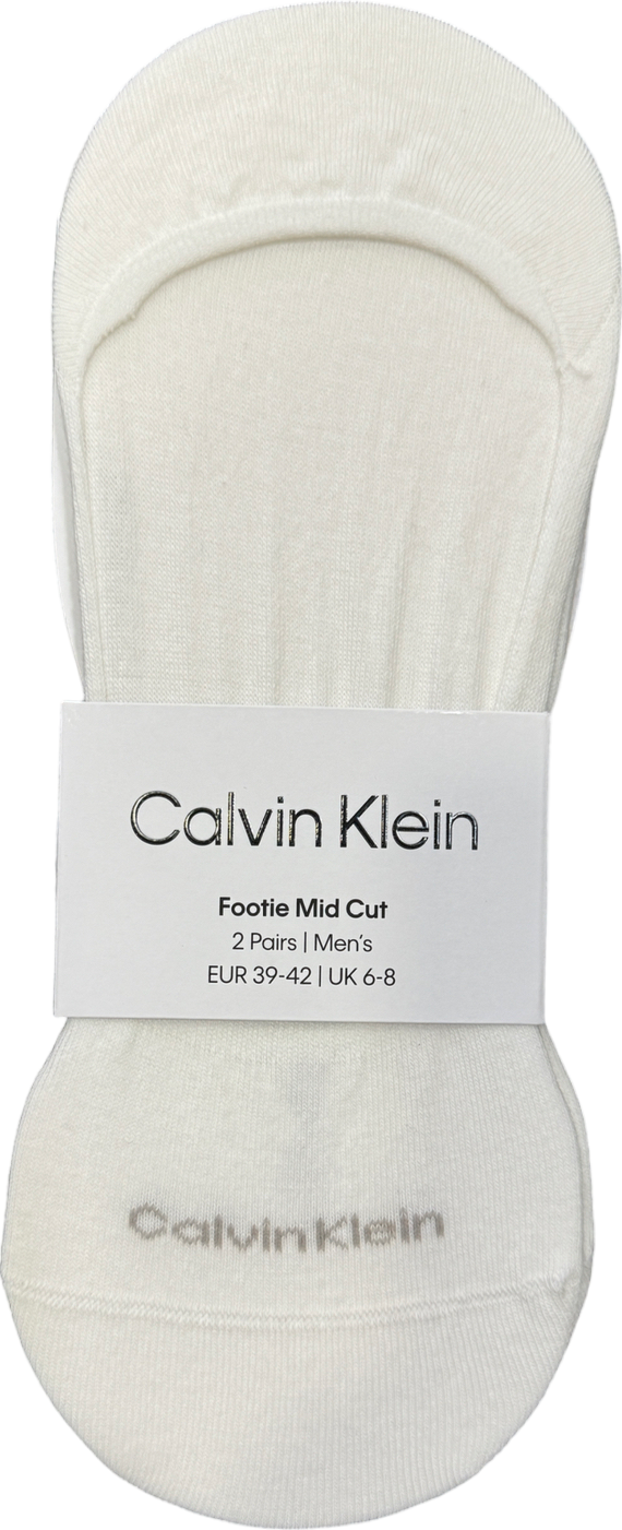 Calvin Klein White Logo Invisible Mid Cut Trainer Liners UK S/M  EU 39/42