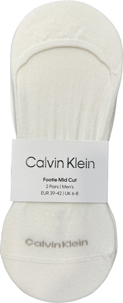 Calvin Klein White Logo Invisible Mid Cut Trainer Liners UK S/M  EU 39/42