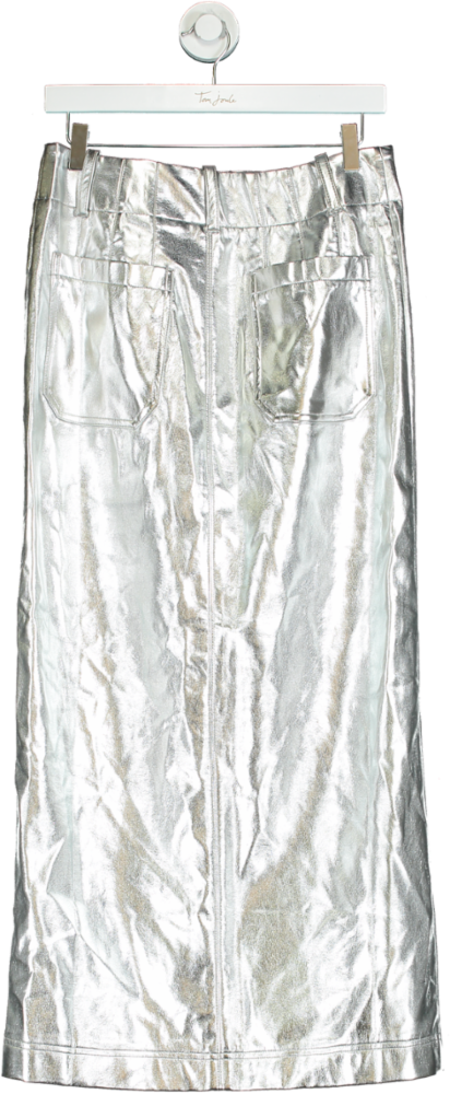 Anthropologie Silver Metallic Skirt UK M