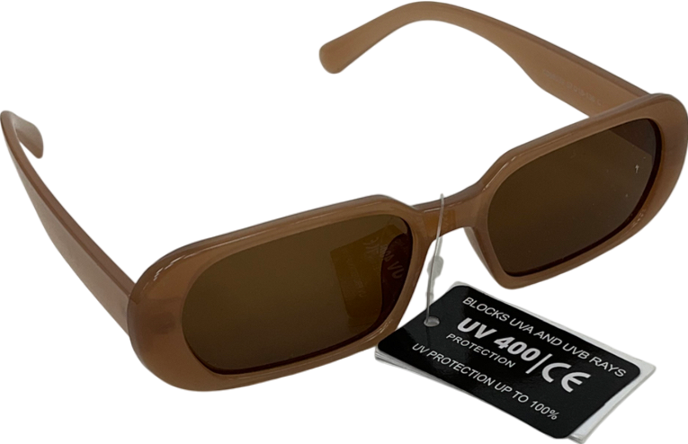 Brown Rectangular Framed Sunglasses One Size