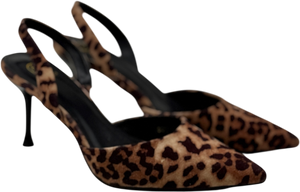 GIVANA Brown Leopard Sling Back Heels UK 6 EU 39