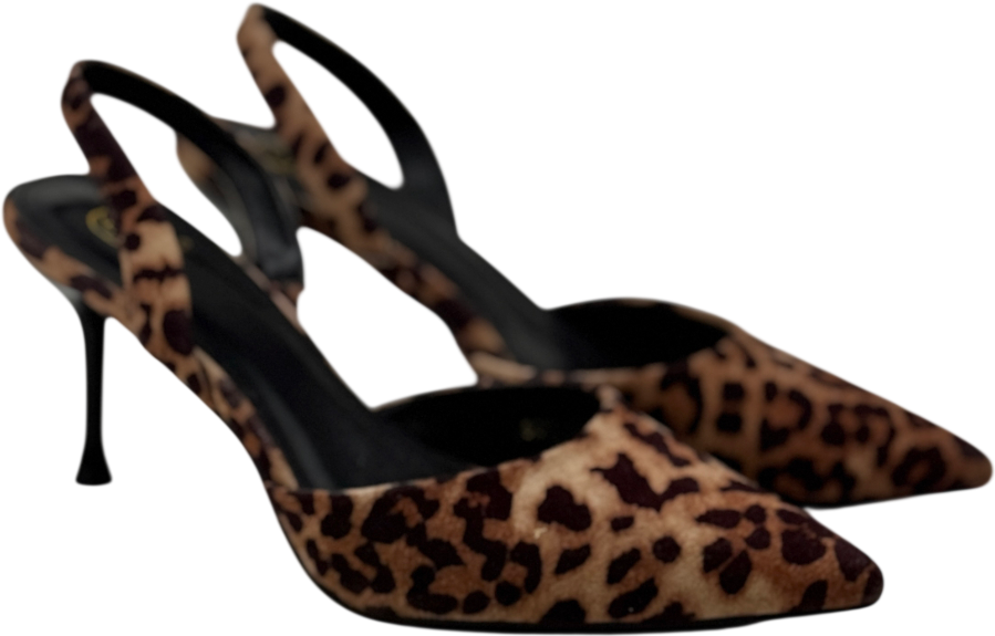 GIVANA Brown Leopard Sling Back Heels UK 6 EU 39 👠