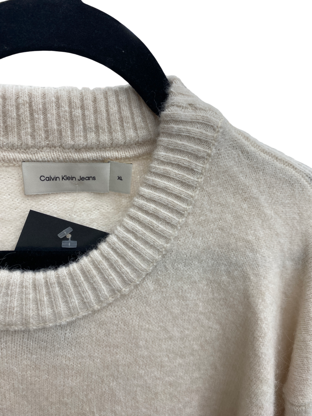 Calvin Klein Jeans Cream Relaxed Wool Blend Jumper UK XL