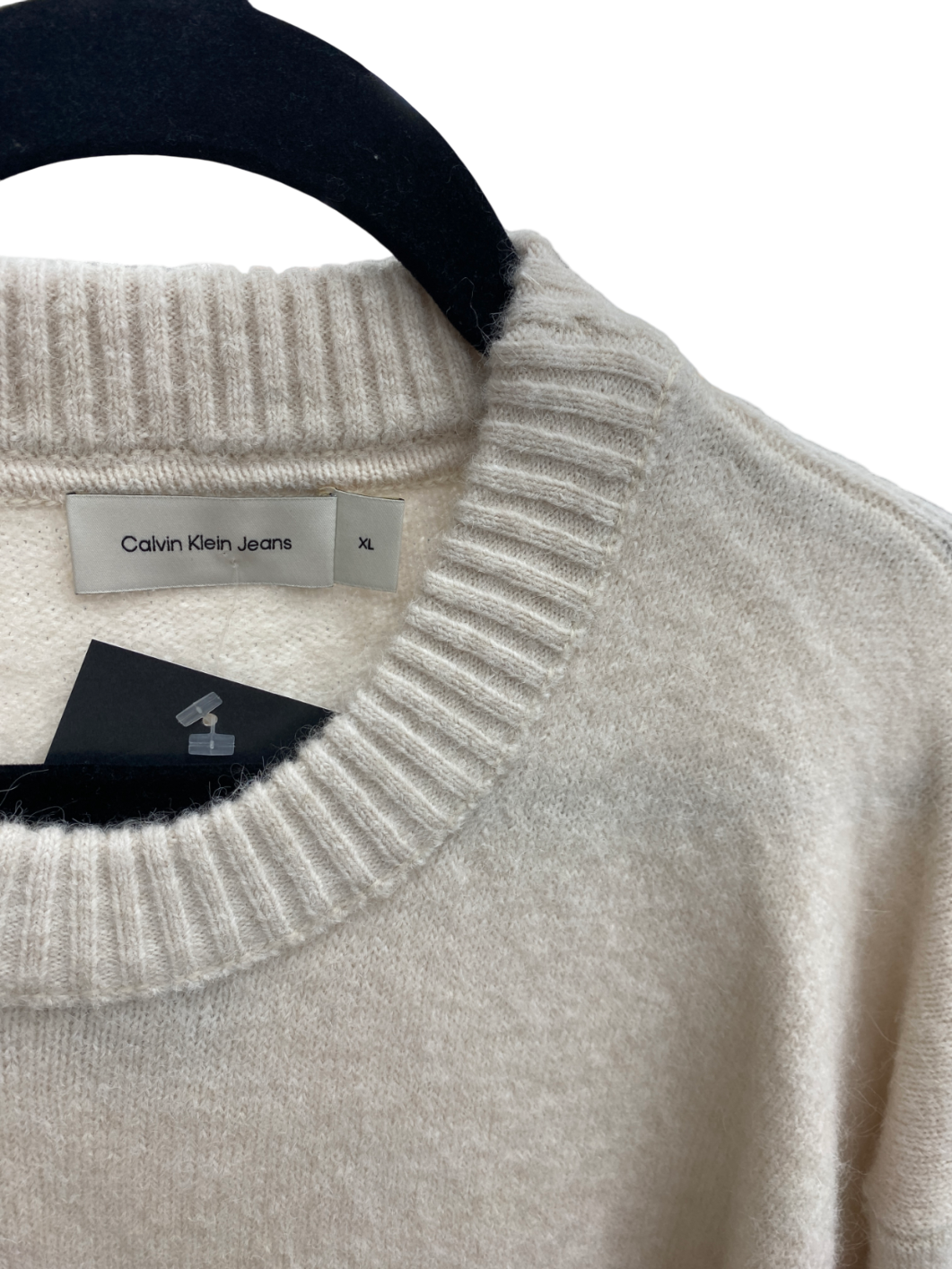 Calvin Klein Jeans Cream Relaxed Wool Blend Jumper UK XL