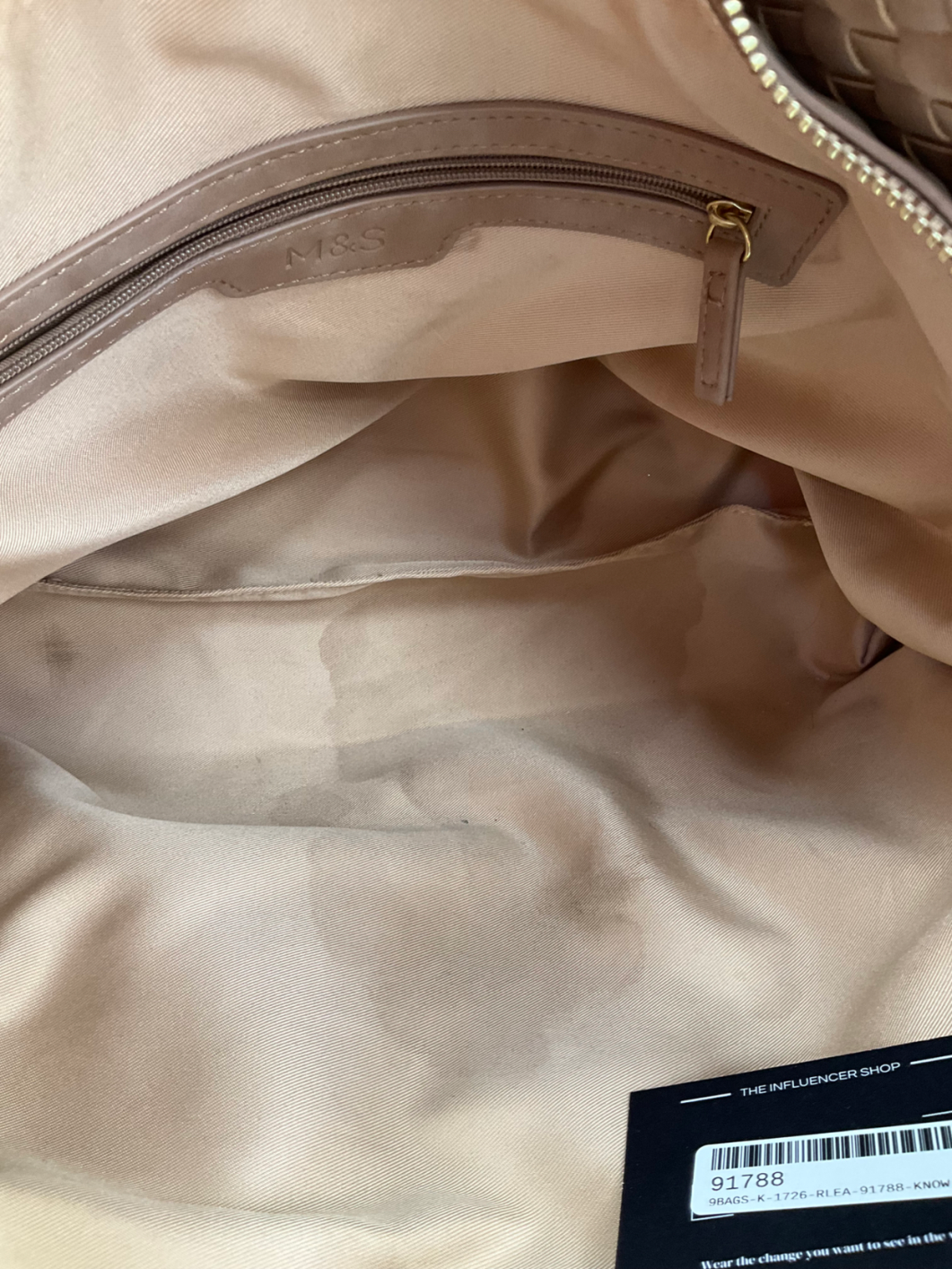 M&S Nude Faux Leather Woven Shoulder Bag