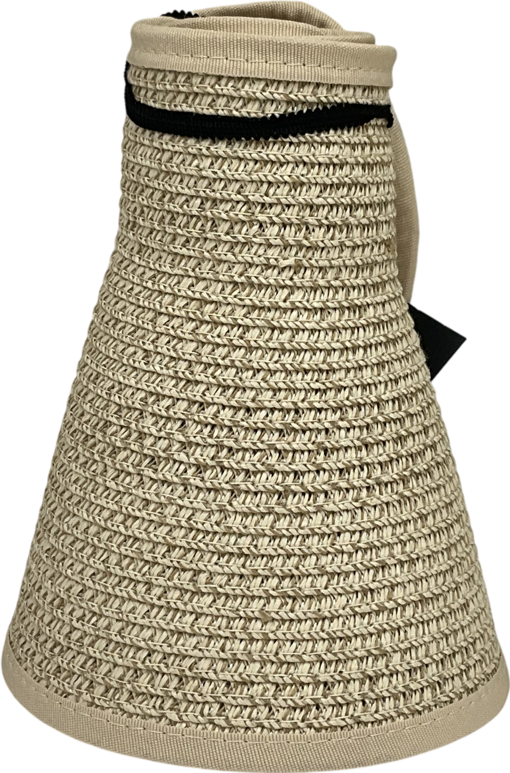 Beige Sun Visor Hats For Women Wide Brim Straw Roll-up Ponytail Summer Beach Hat Uv Upf Packable Foldable Travel Summer One Size