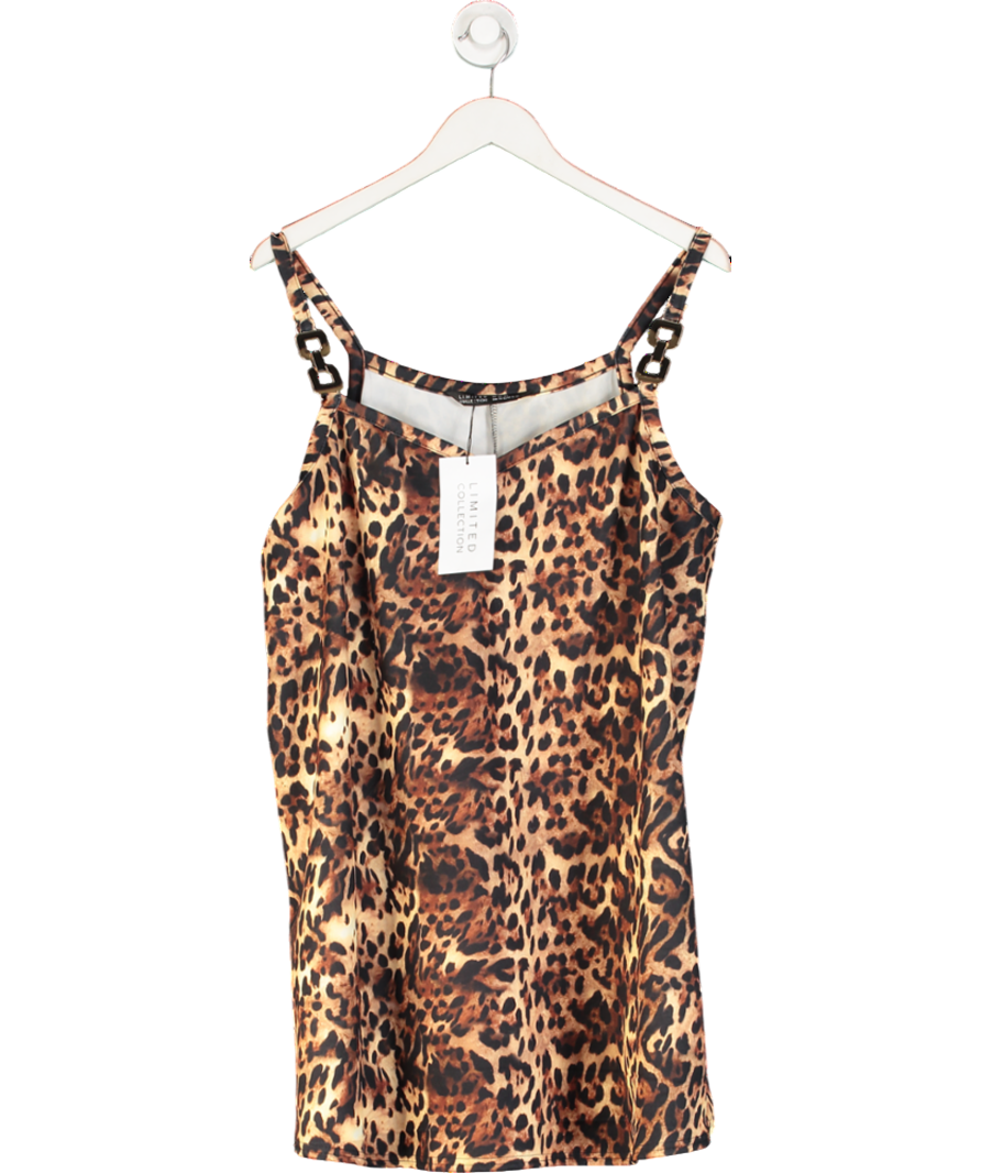 Limited Collection Brown Animal Print Vest Top With Chunky Chain Detail Straps UK 22