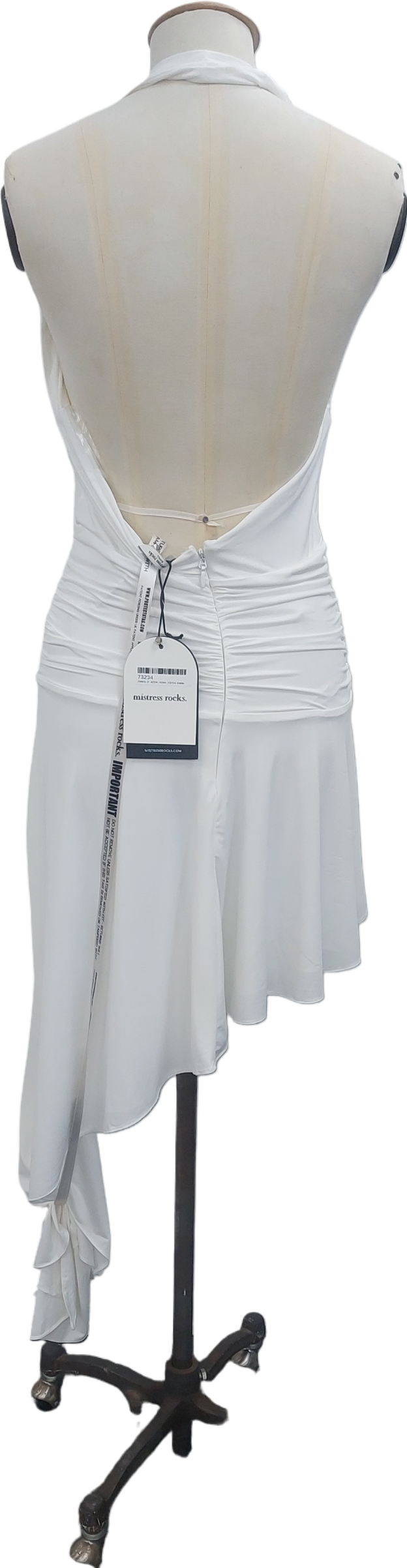 Mistress Rocks White Plunge Asymmetric Dress UK S