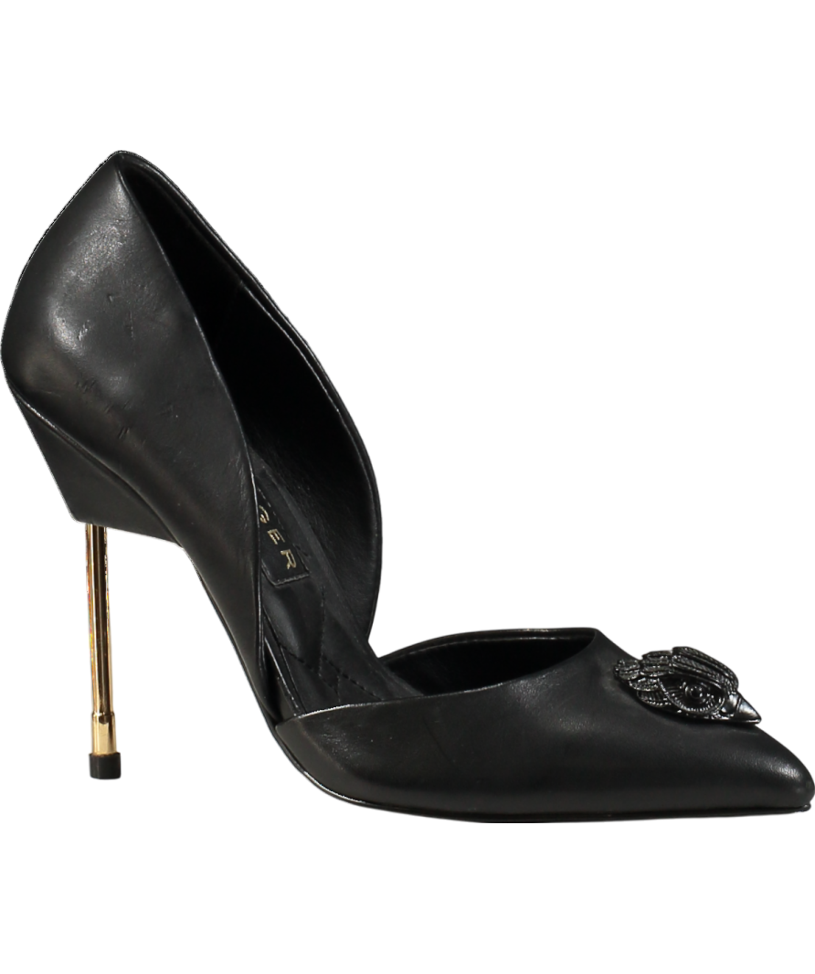 Kurt Geiger Black Bond Eagle Drench D'orsay Leather Courts UK 4 EU 37 👠