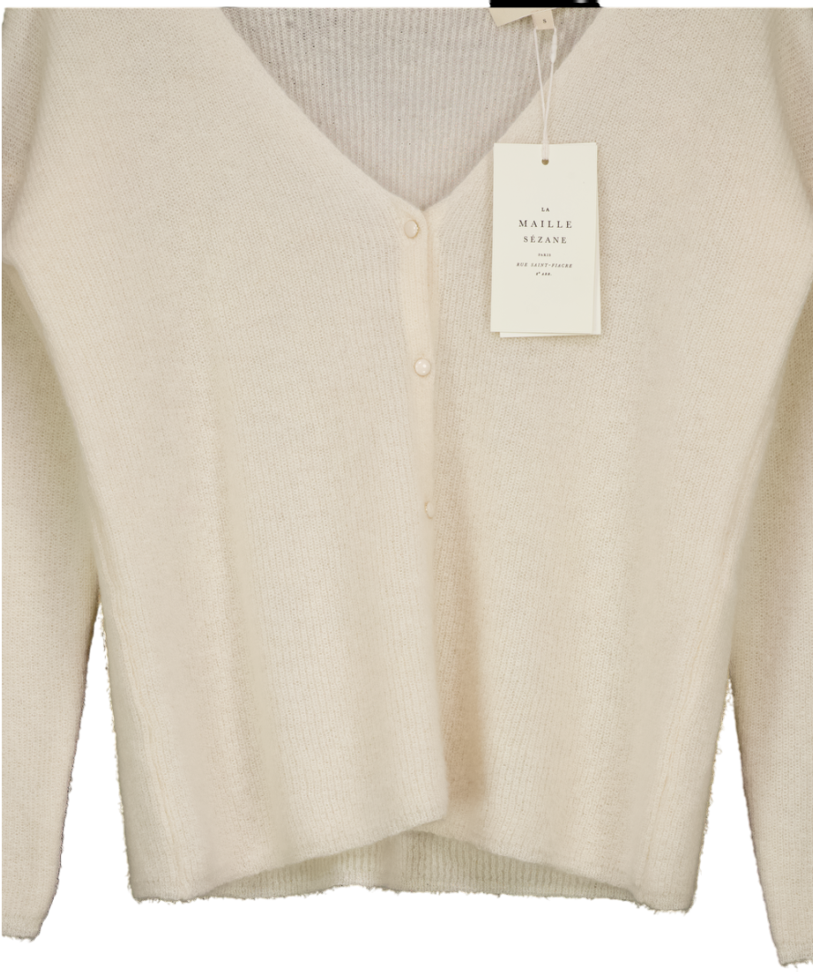 Sezane Cream Ivory Convertible Sweater / Cardigan Barry Alpaca Cardigan UK S