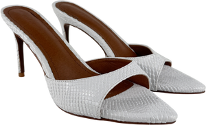CULT OF COQUETTE Gia White Reptile Vegan Mules 80 Mm UK 3.5 EU 36.5