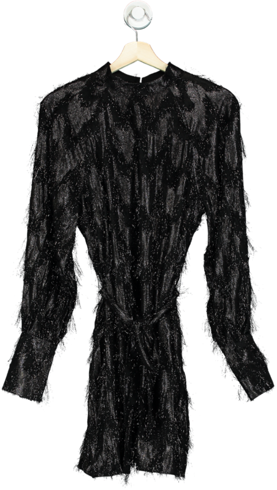 Friends Like These Millie Mackintosh Black Shimmer Long Sleeve Mini Dress UK S