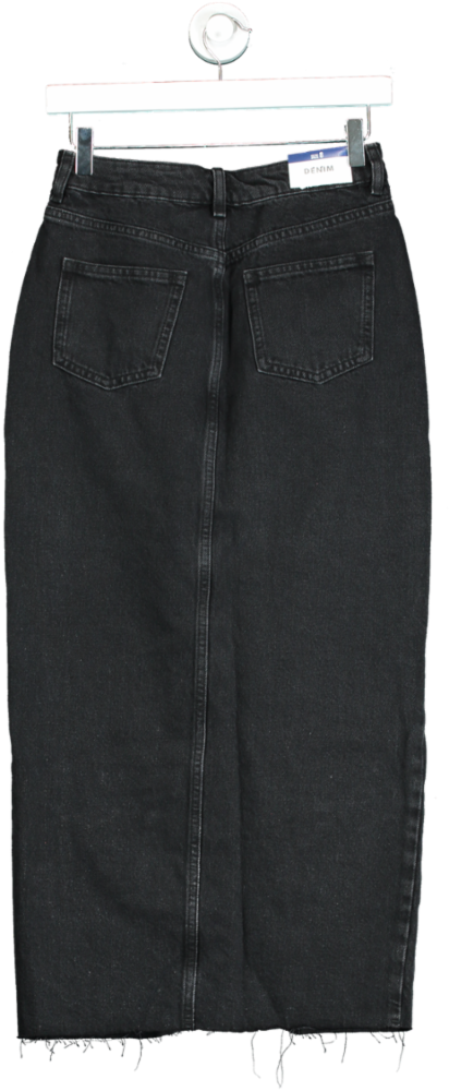 New Look Black LYNX Denim Midi Skirt UK 8