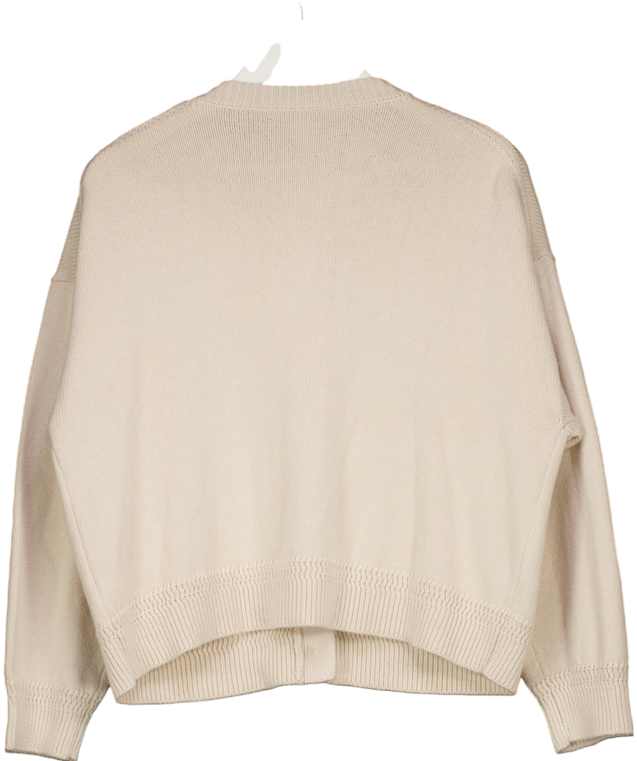 The White Company Cream Crew Neck Wool Blend Cardigan UK L