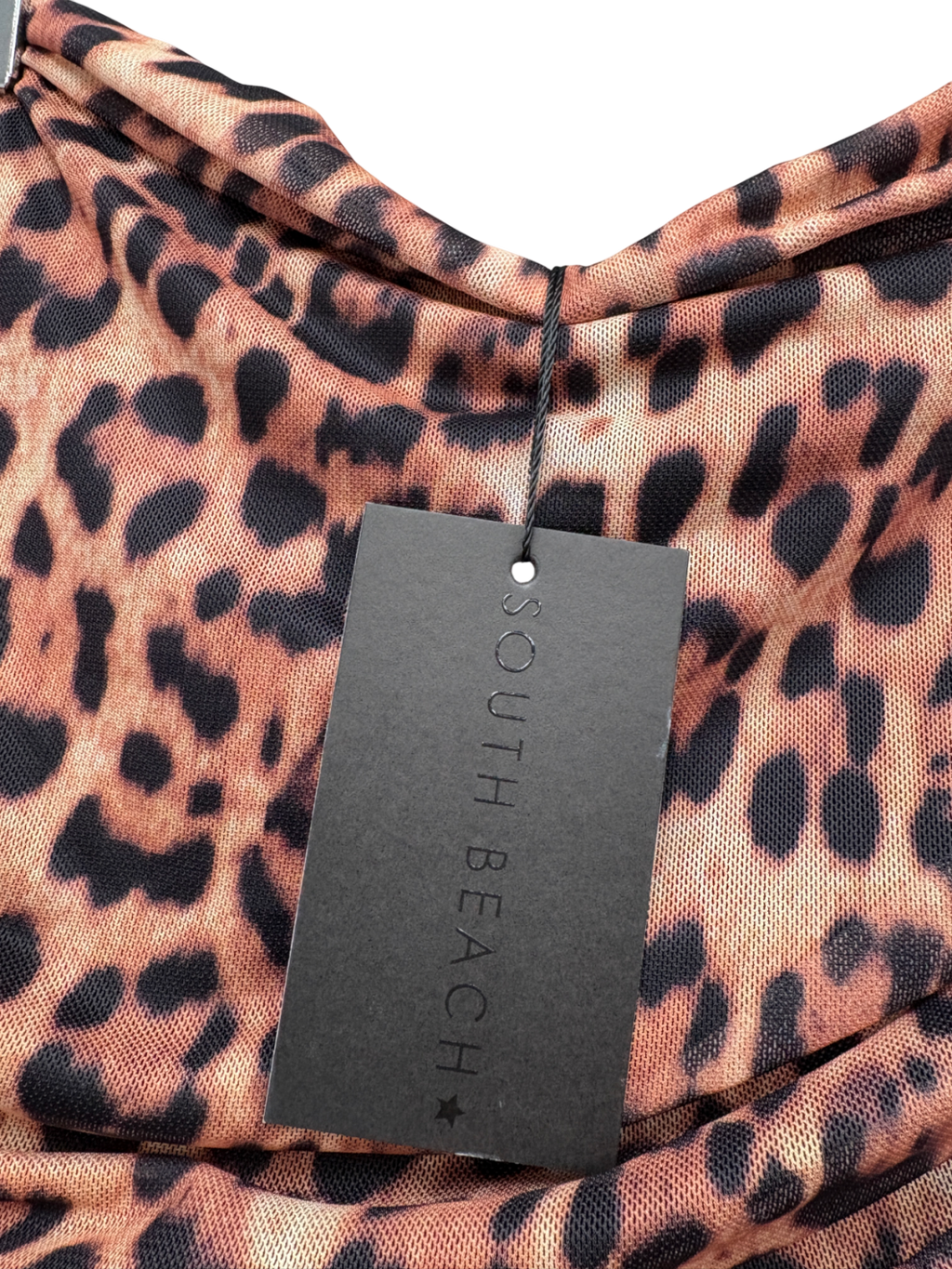 South Beach Brown Printed Mesh Strapless Maxi Dress UK 8