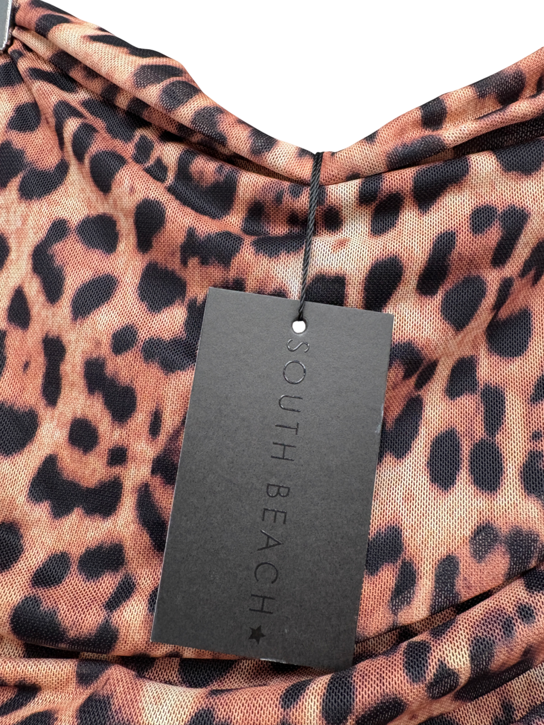 South Beach Brown Printed Mesh Strapless Maxi Dress UK 8