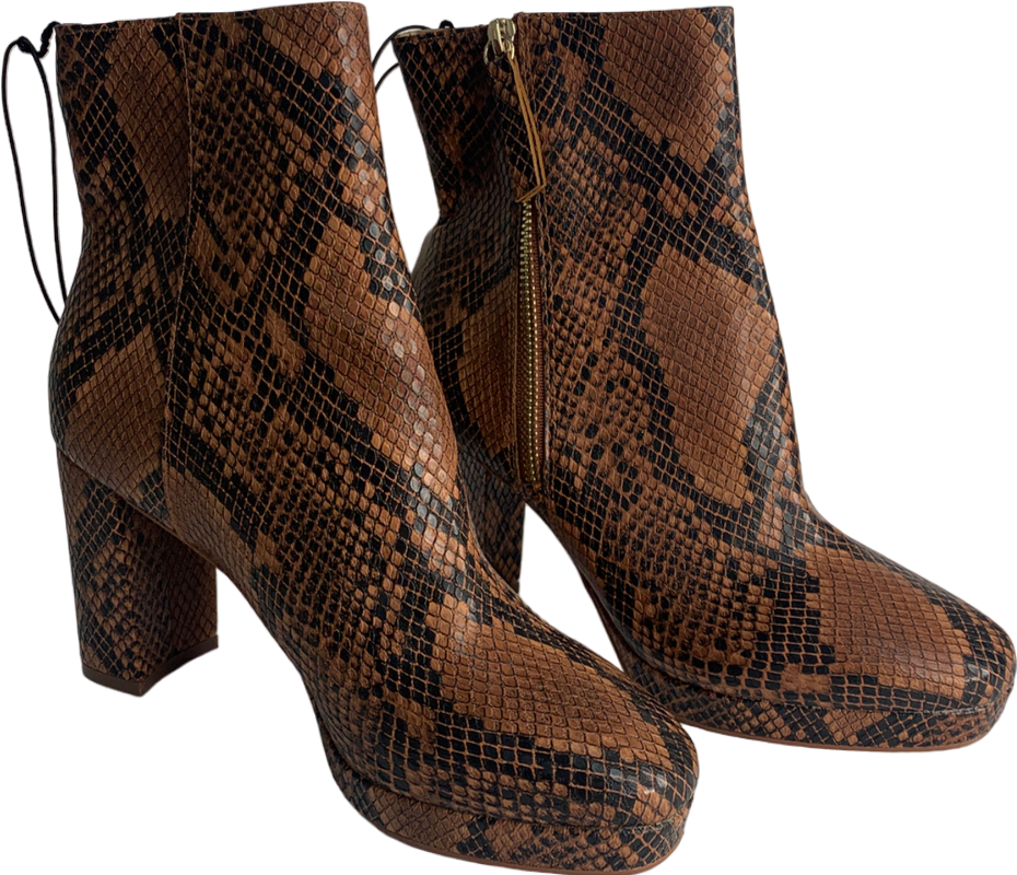 H&M Brown Block-heeled Ankle Boots UK 6