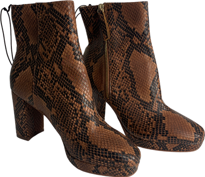 H&M Brown Block-heeled Ankle Boots UK 6