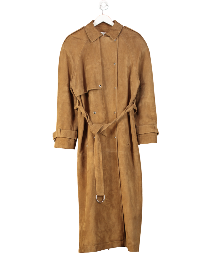 Raey Brown Suede Maxi Trench Coat UK M