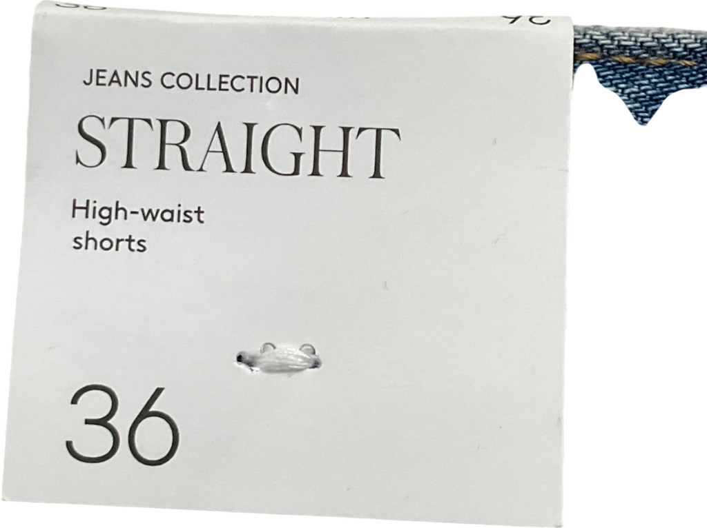 MANGO Blue High Waist Straight Shorts UK 8