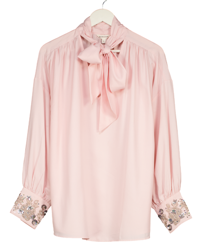 Monsoon Pink Ann Pussybow Embellished Blouse UK L