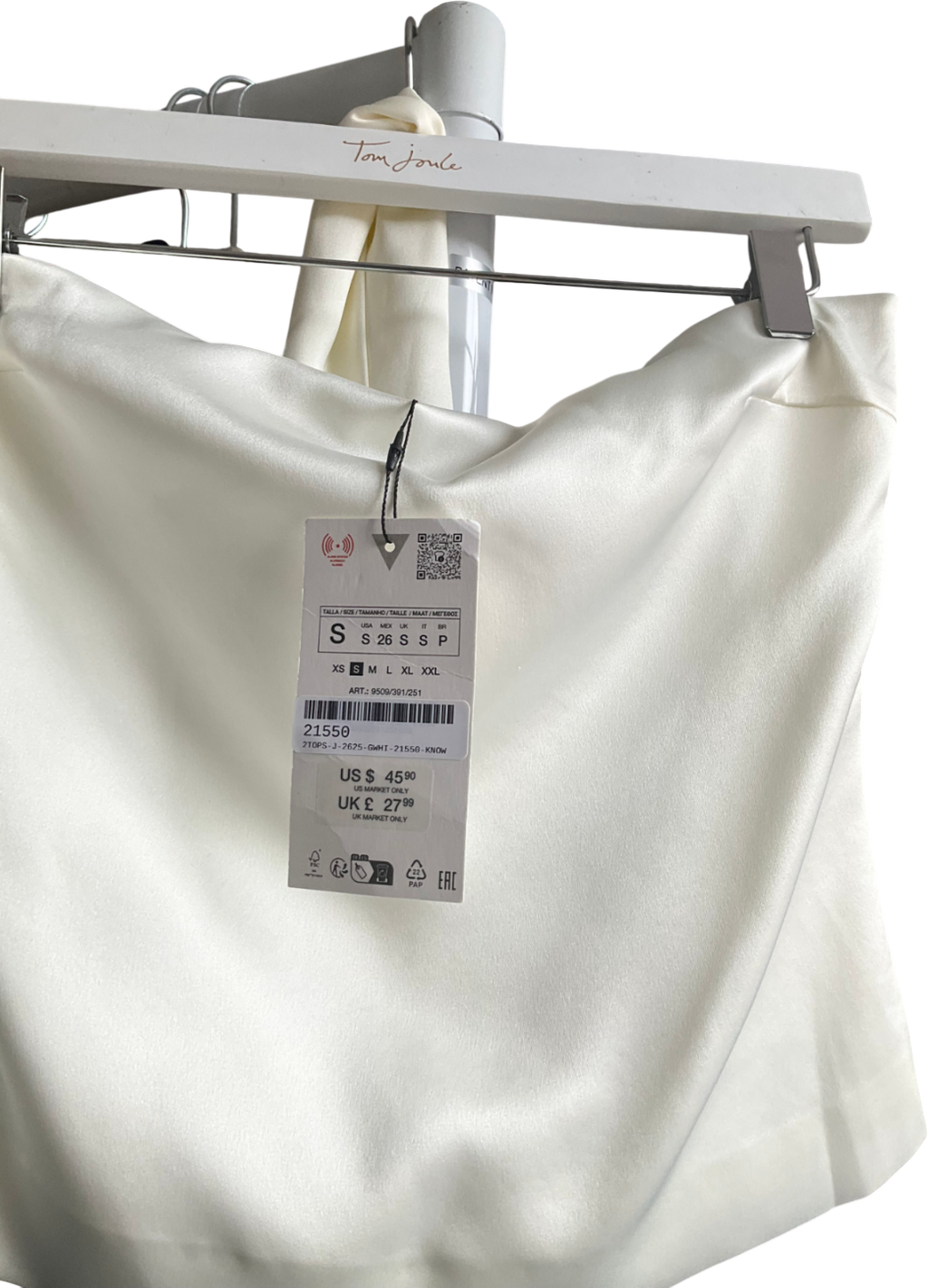 ZARA Cream Satin Bandeau Top With Neck Scarf UK S