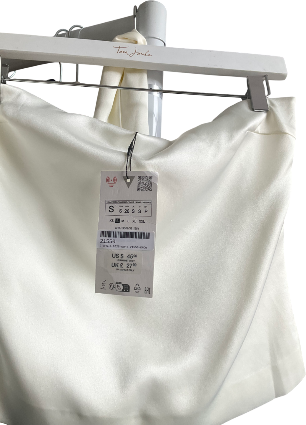 ZARA Cream Satin Bandeau Top With Neck Scarf UK S