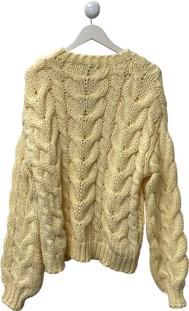 White Fox Yellow Real Feelings Oversized Knit Sweater UK M/L