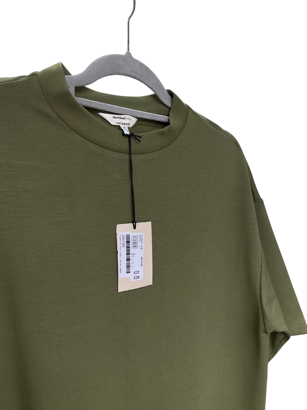 River Island Green Khaki Premium Short Sleeve Oversized T-shirt UK S