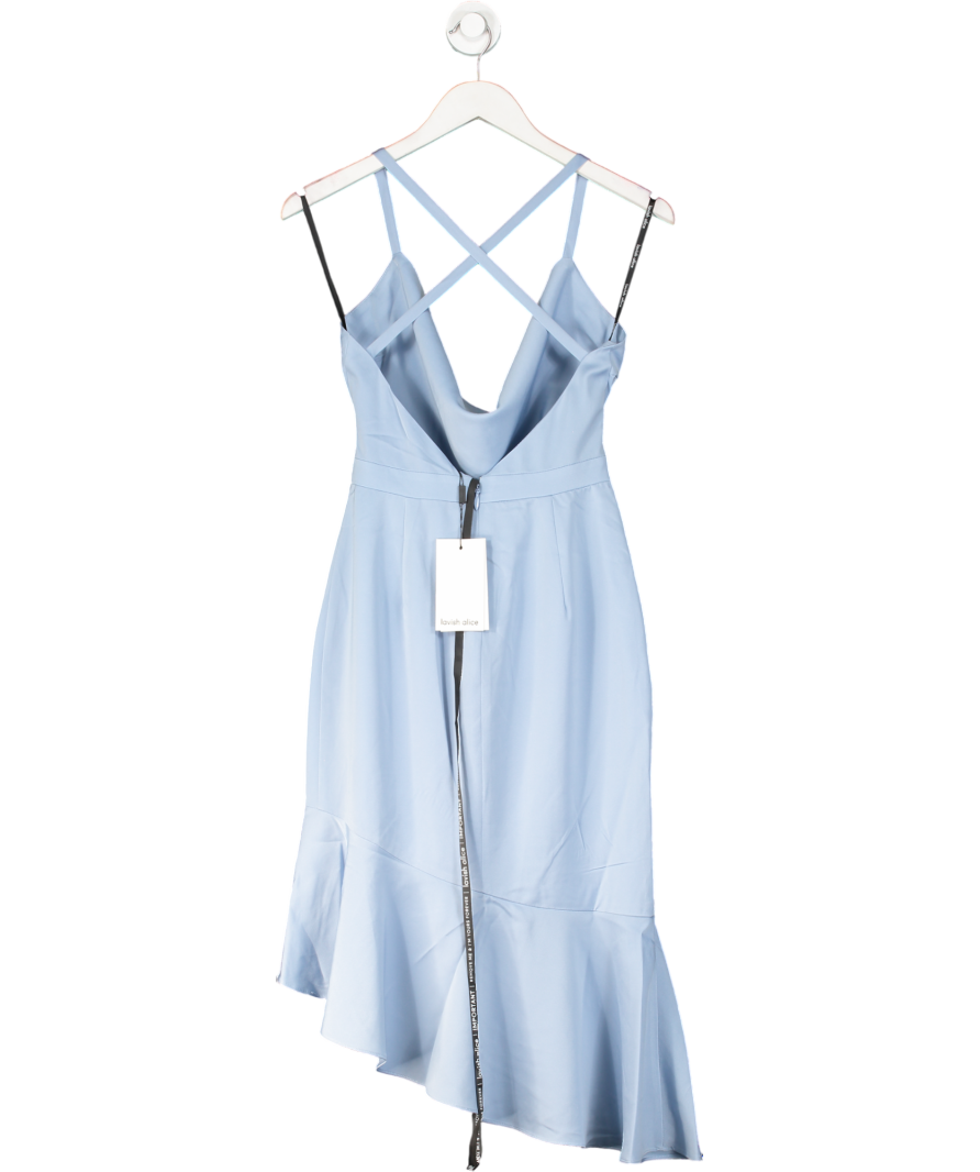 Lavish Alice Sawyer Cross Back Cowl Neck Midi Dress In Cornflower Blue UK 8