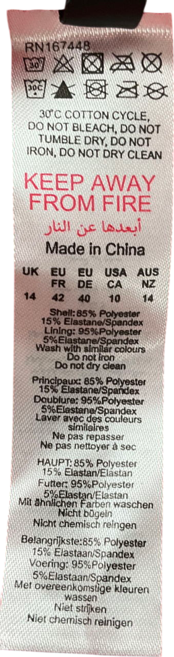 PrettyLittleThing Red Plunge Tie Back Swimsuit UK 14