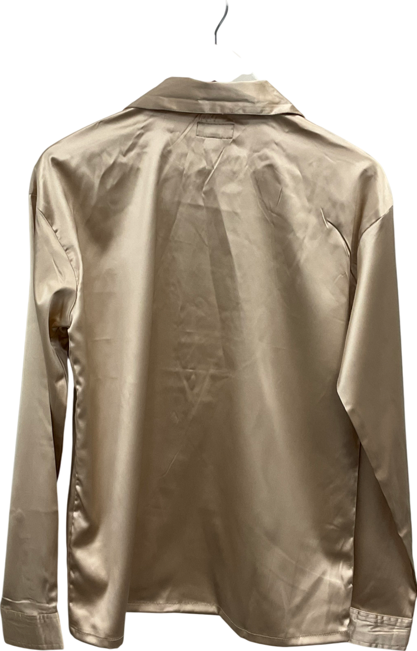 boohooMan Metallic Oversized Deep V Satin Shirt UK XS