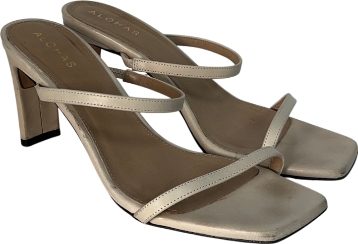 alohas Cream Heeled Mules UK 6 EU 39 👠