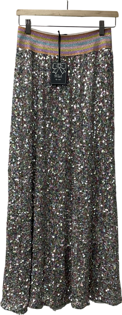 Wish Metallic Seline Sequin Skirt Multi- Coloured UK L