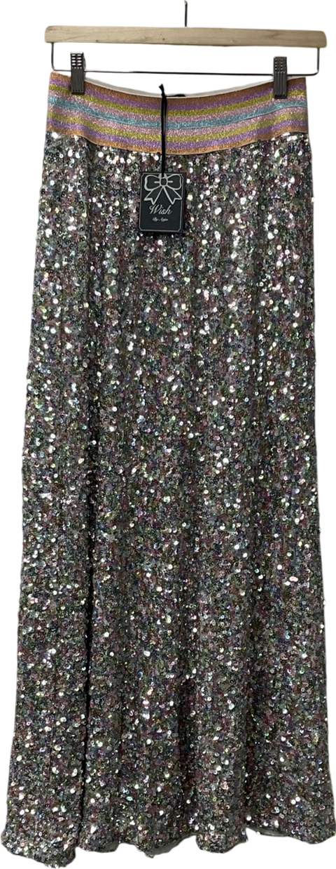 Wish Metallic Seline Sequin Skirt Multi- Coloured UK L