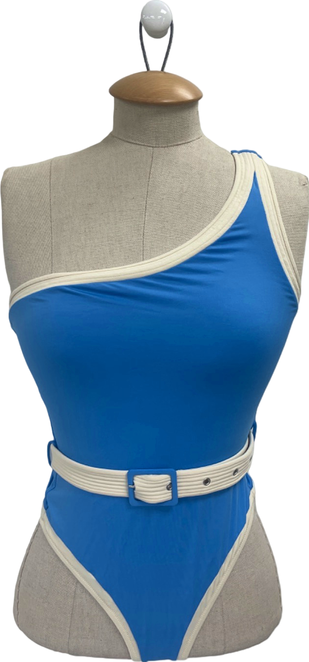 Paolita Blue One-Shoulder Swimsuit with Belt UK S