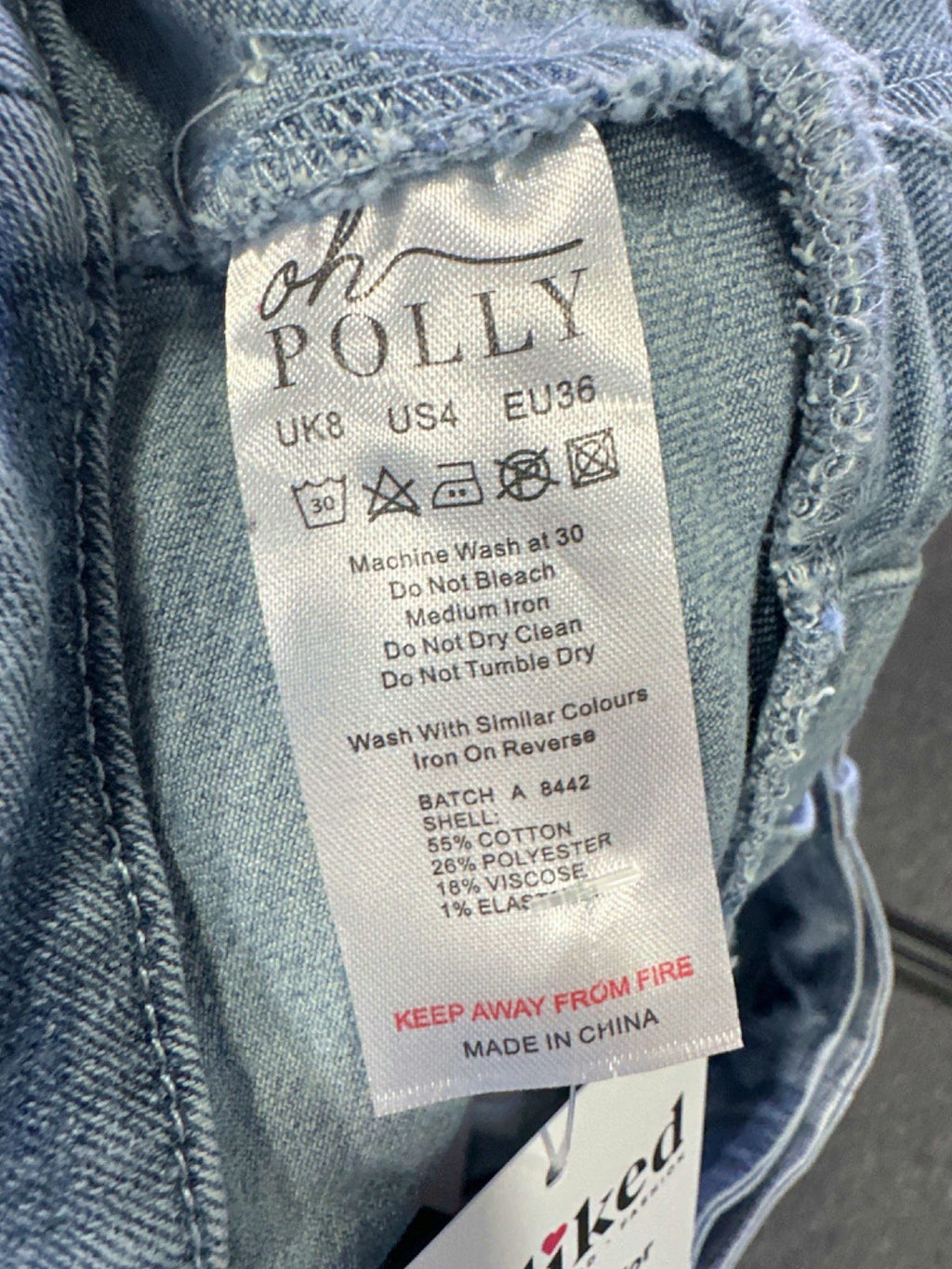 Oh Polly Light Blue Denim Skater Skirt UK 8