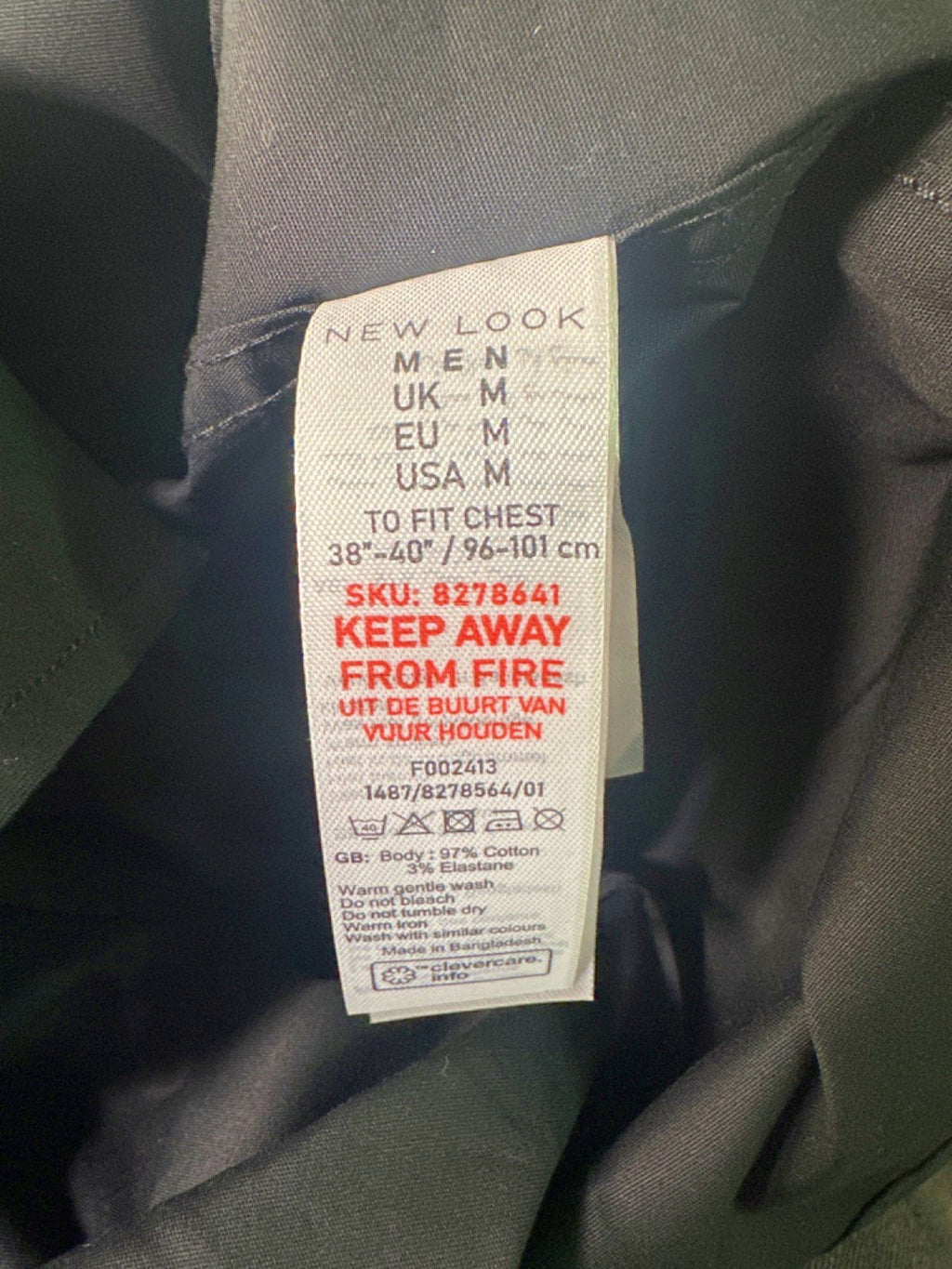 New Look Black Muscle Fit Shirt UK M