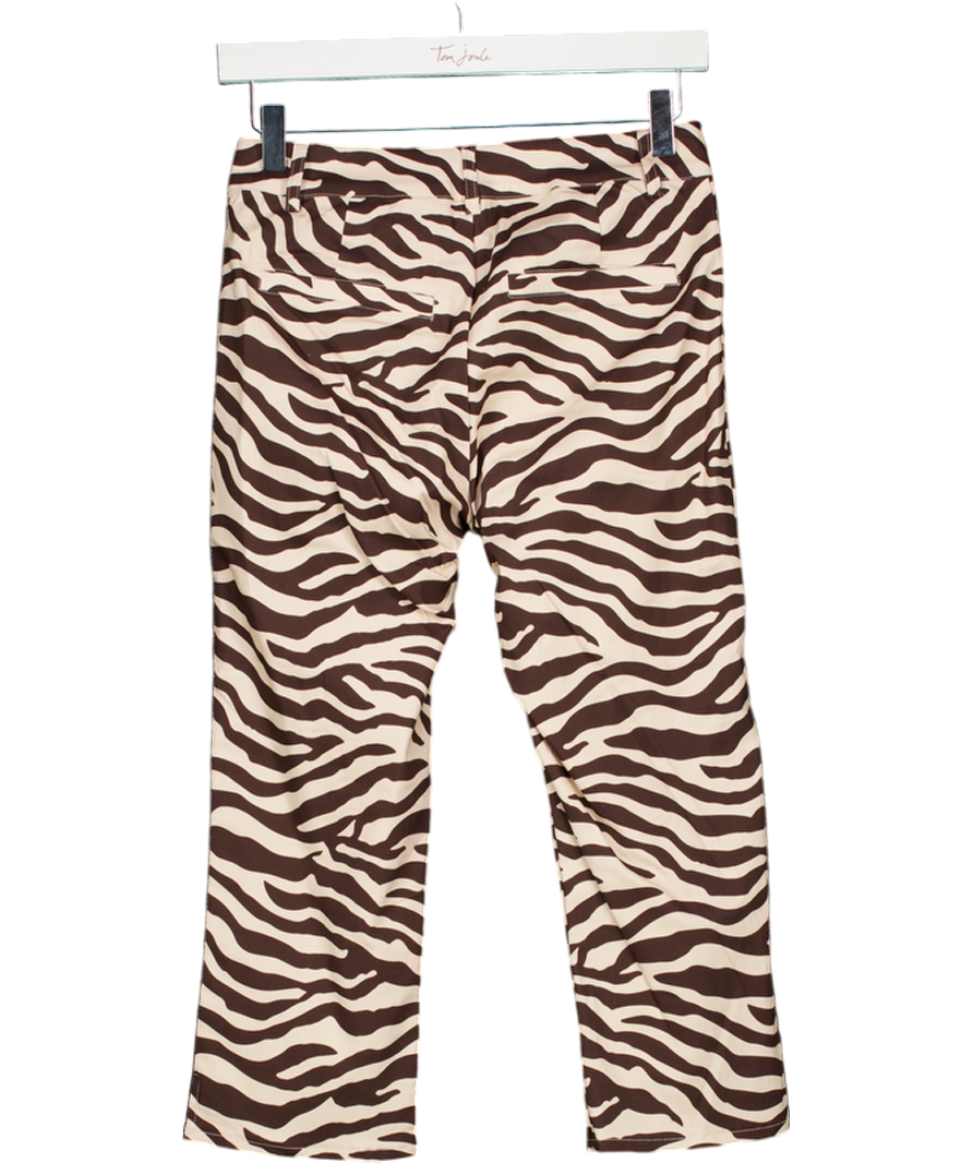White Fox Brown Day For It Zebra Capri Trousers UK XS