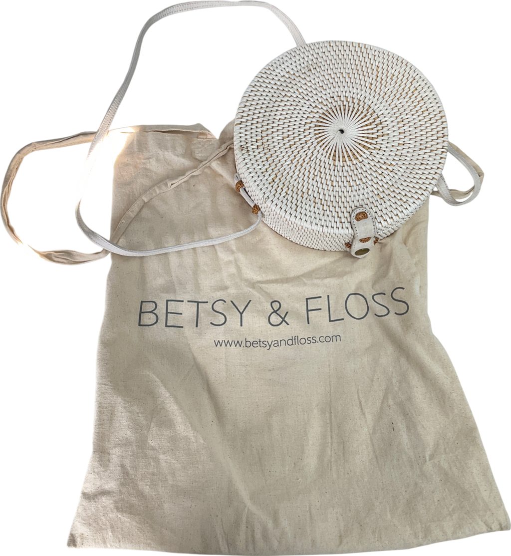 betsy & floss Beige Santorini Round Basket Bag One Size