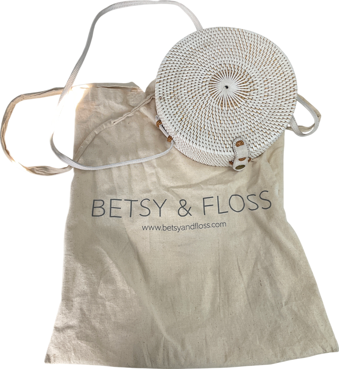 betsy & floss Beige Santorini Round Basket Bag One Size