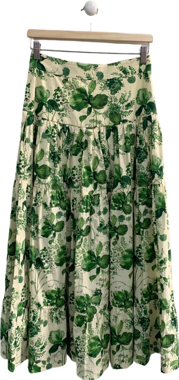 Cara Cara Green Floral Midi Skirt S